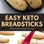 Pinterest collage for keto breadsticks.