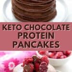 Pinterest collage for keto protein pancakes.