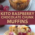 Pinterest collage for keto raspberry muffins.