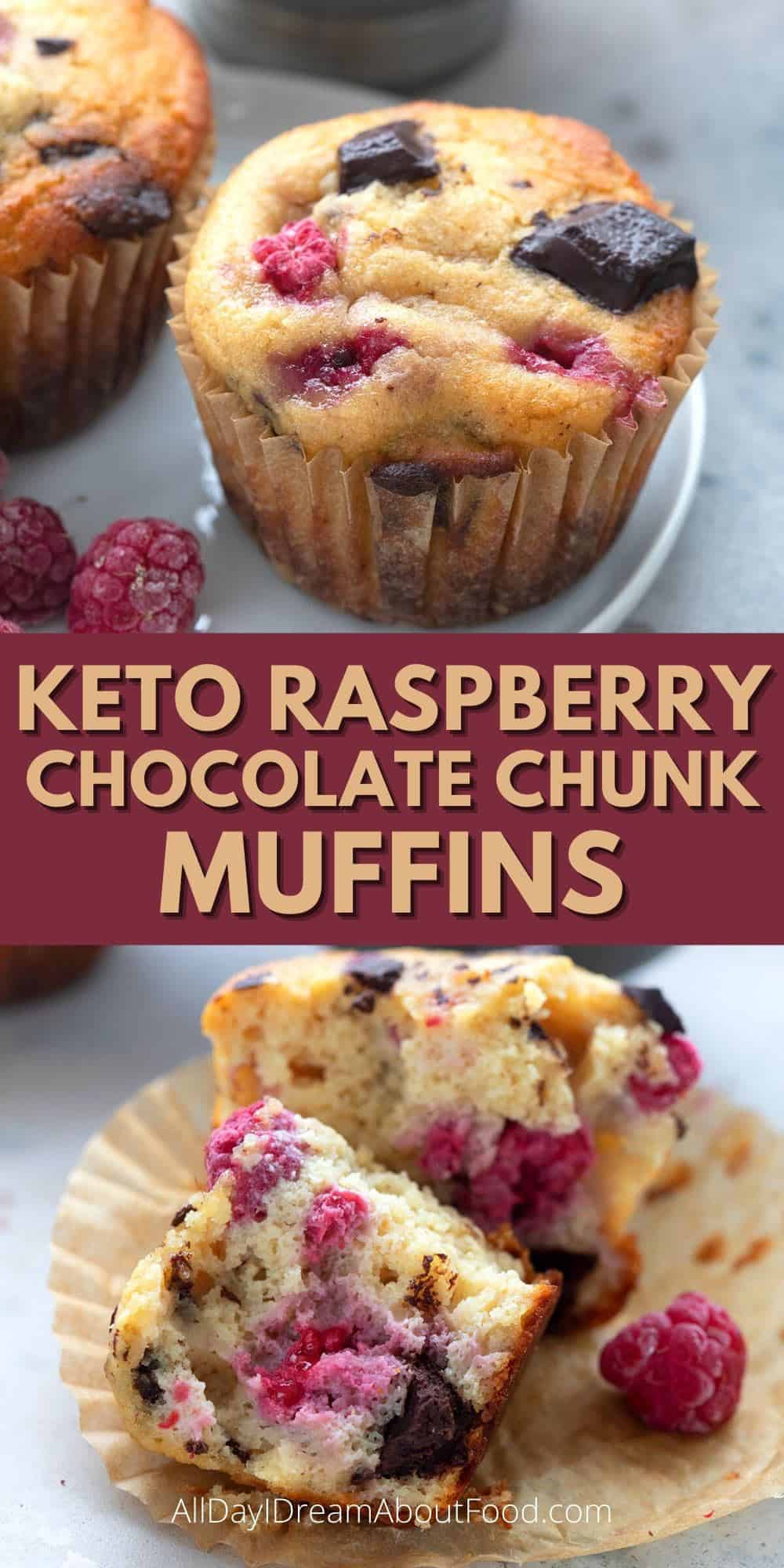 Keto Raspberry Chocolate Chunk Muffins - All Day I Dream About Food