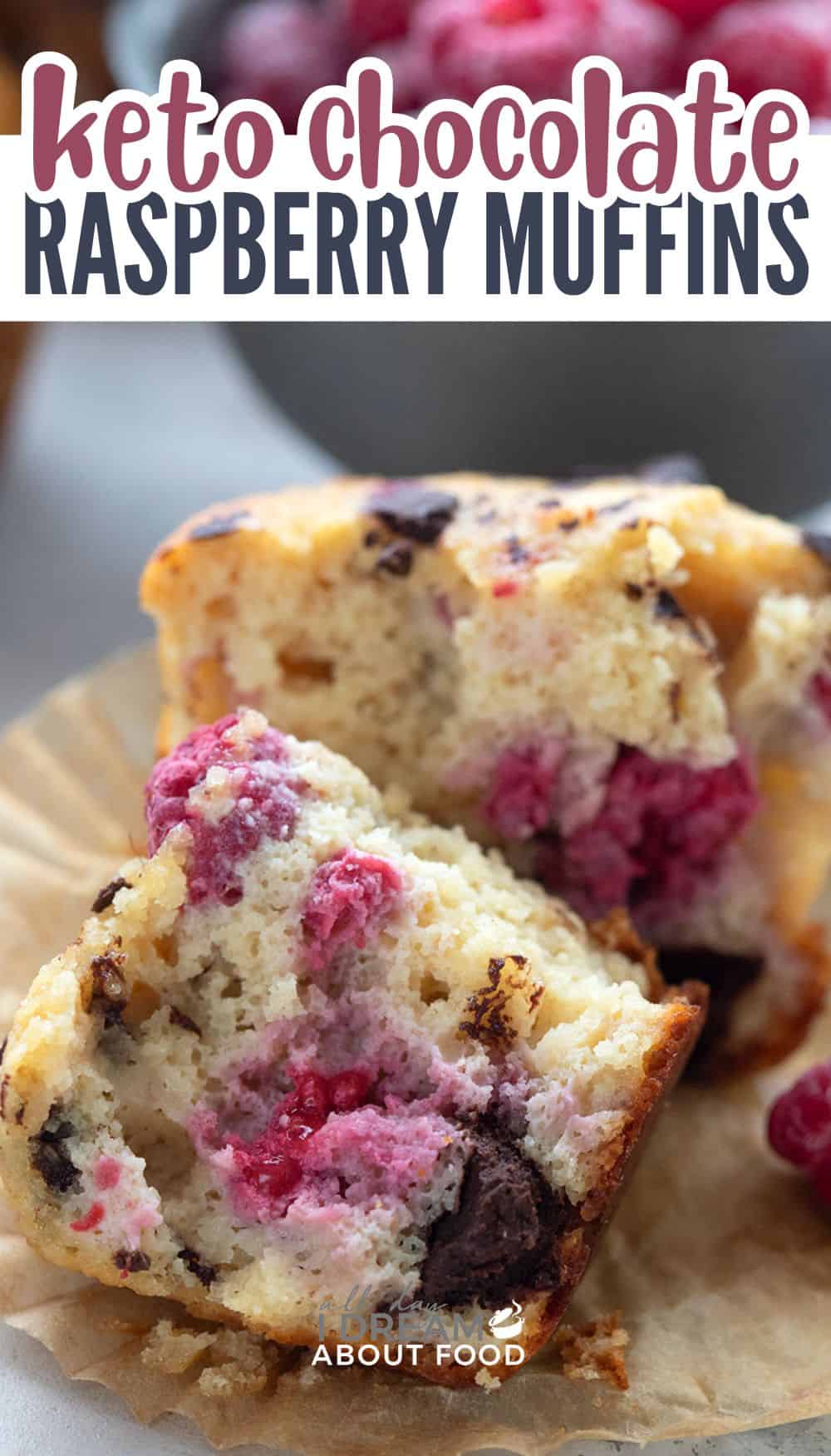 Keto Raspberry Chocolate Chunk Muffins - All Day I Dream About Food