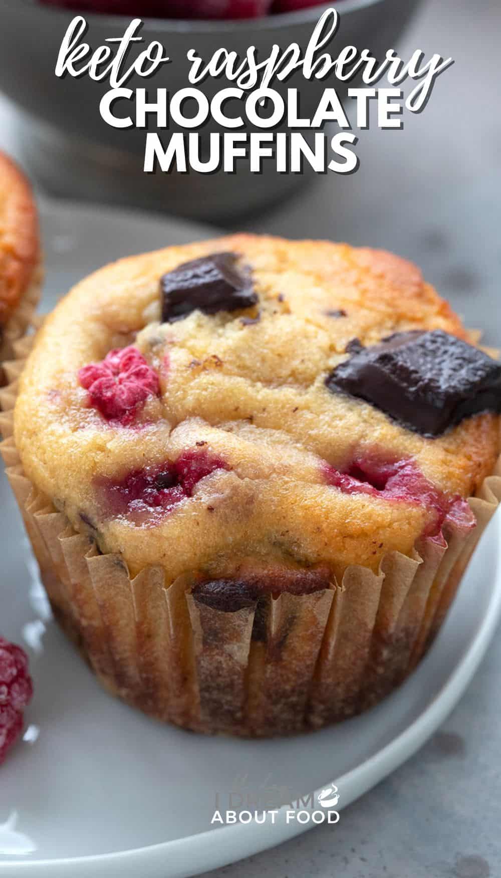 Keto Raspberry Chocolate Chunk Muffins - All Day I Dream About Food