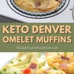 Pinterest collage for keto Denver Omelet Egg Muffins.