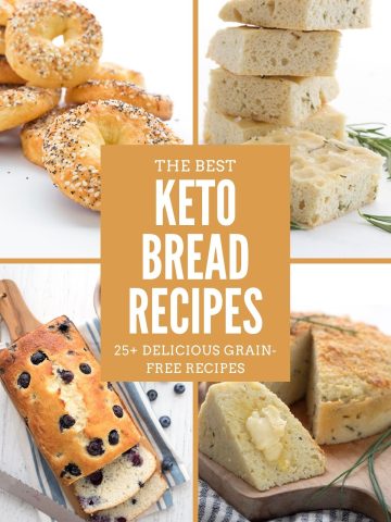 A collage of four keto bread recipes with the title in the center.