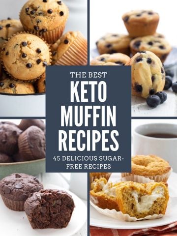 A collage of 4 keto muffin recipes with the title in a block in the center.