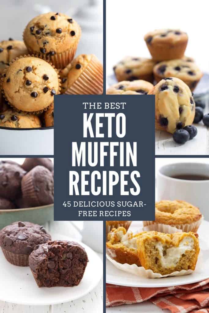A collage of 4 keto muffin recipes with the title in a block in the center.