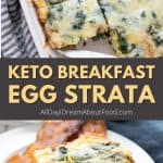 Pinterest collage for keto breakfast strata.