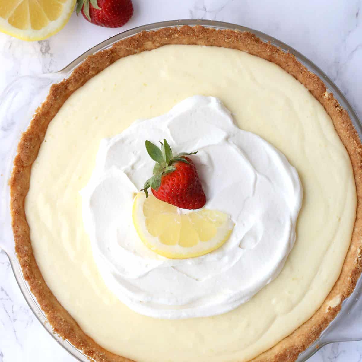 Keto Lemon Sour Cream Pie - All Day I Dream About Food