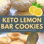 Pinterest collage for keto lemon bar cookies.