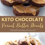 Pinterest collage for Keto Chocolate Peanut Butter Donuts.