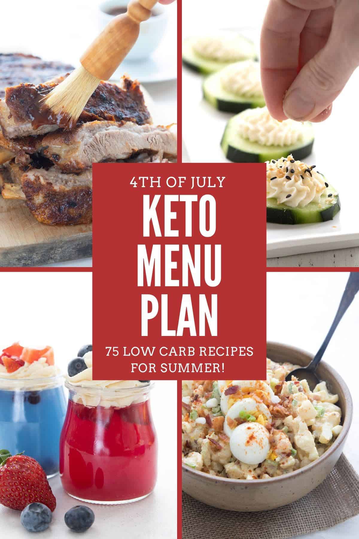 Ett collage av fyra bilder som visar Keto 4:e juli-recept