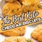 Two photo Pinterest collage for Keto Cheddar Biscuits