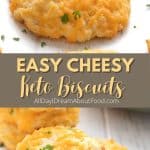 Pinterest collage for easy keto drop biscuits.