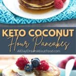 Pinterest collage for coconut flour pancakes.