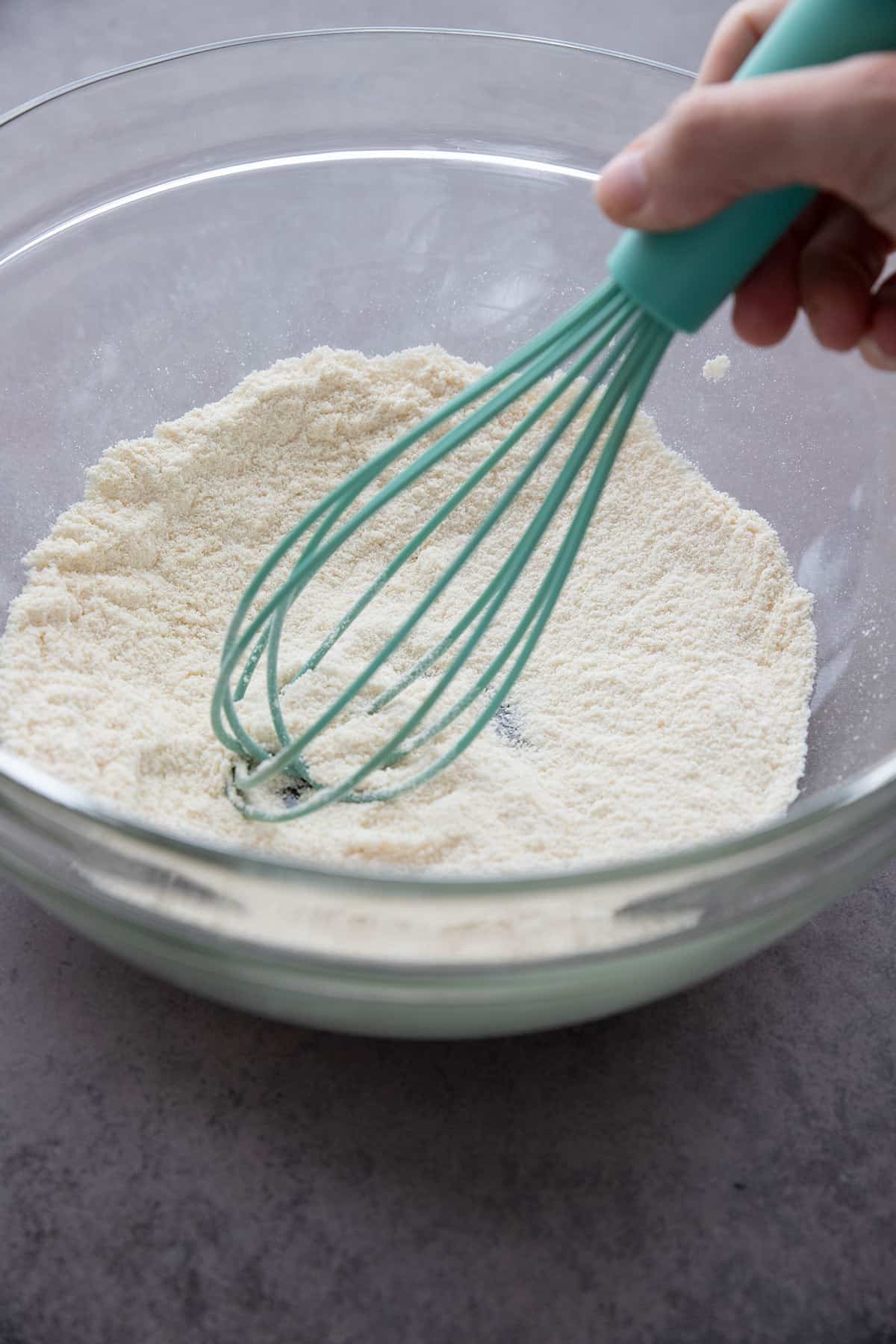 Step 1: Whisking the dry ingredients.