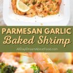 Pinterest collage for Baked Shrimp.