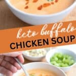 Two photo Pinterest collage for Creamy Buffalo Chicken Soup