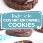 Two photo Pinterest collage for Keto Brownie Cookies