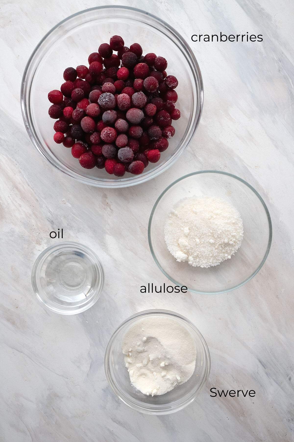 Top down image of ingredients needed to make dried cranberries with no added sugar.