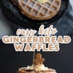 Two photo Pinterest collage for Keto Gingerbread Waffles.