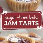 Two photo Pinterest collage for Keto Jam Tarts