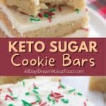 Pinterest collage for keto sugar cookie bars.