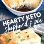 Two photo Pinterest collage for Keto Shepherd's Pie.