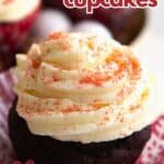 Titled Pinterest image for Keto Chocolate Peppermint Cupcakes.