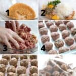 A collage of 6 images showing how to make Keto Meatballs.