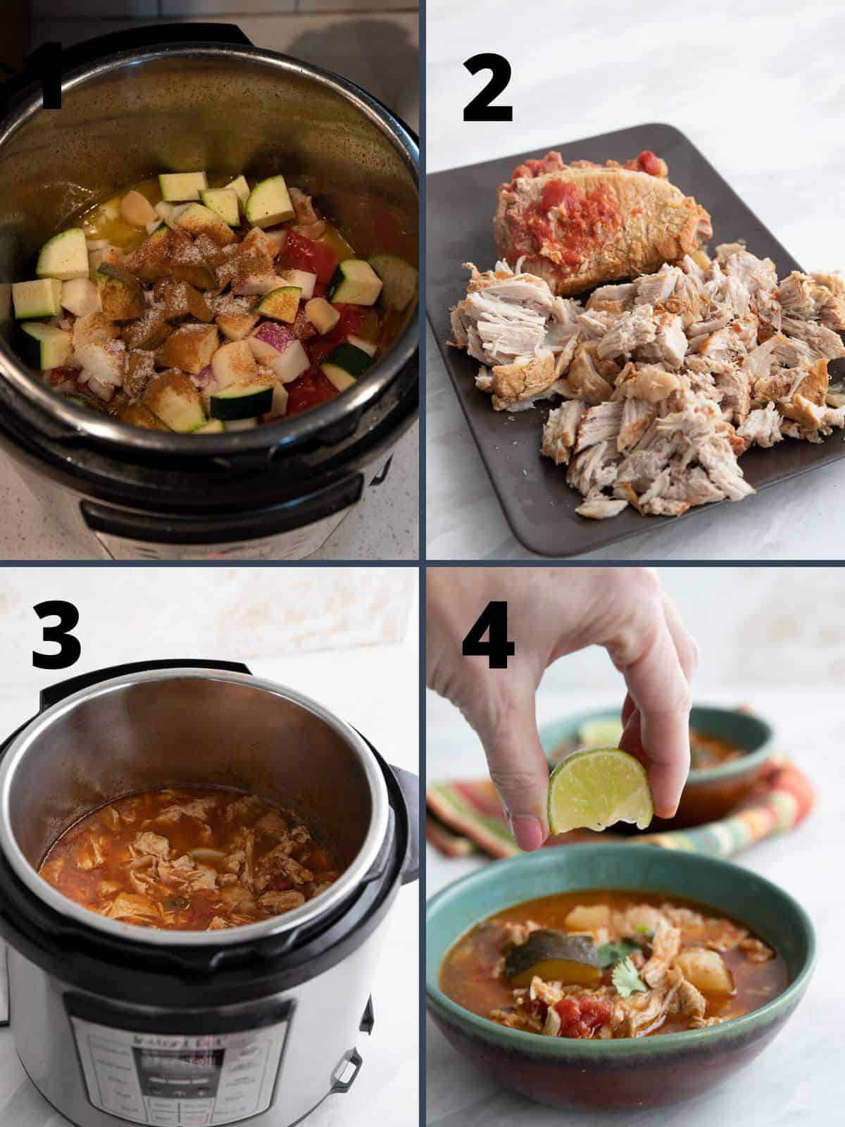 A collage of four images showing how to make Easy Pork Stew.