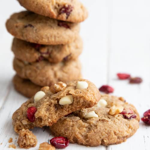 Keto White Chocolate Cranberry Cookies - All Day I Dream About Food