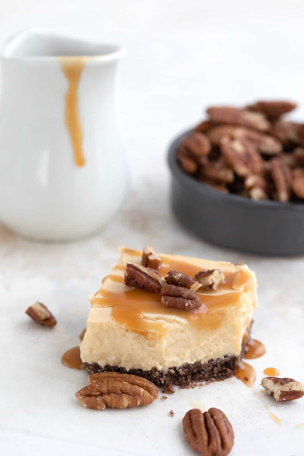 Keto Salted Caramel Cheesecake Bars - All Day I Dream About Food