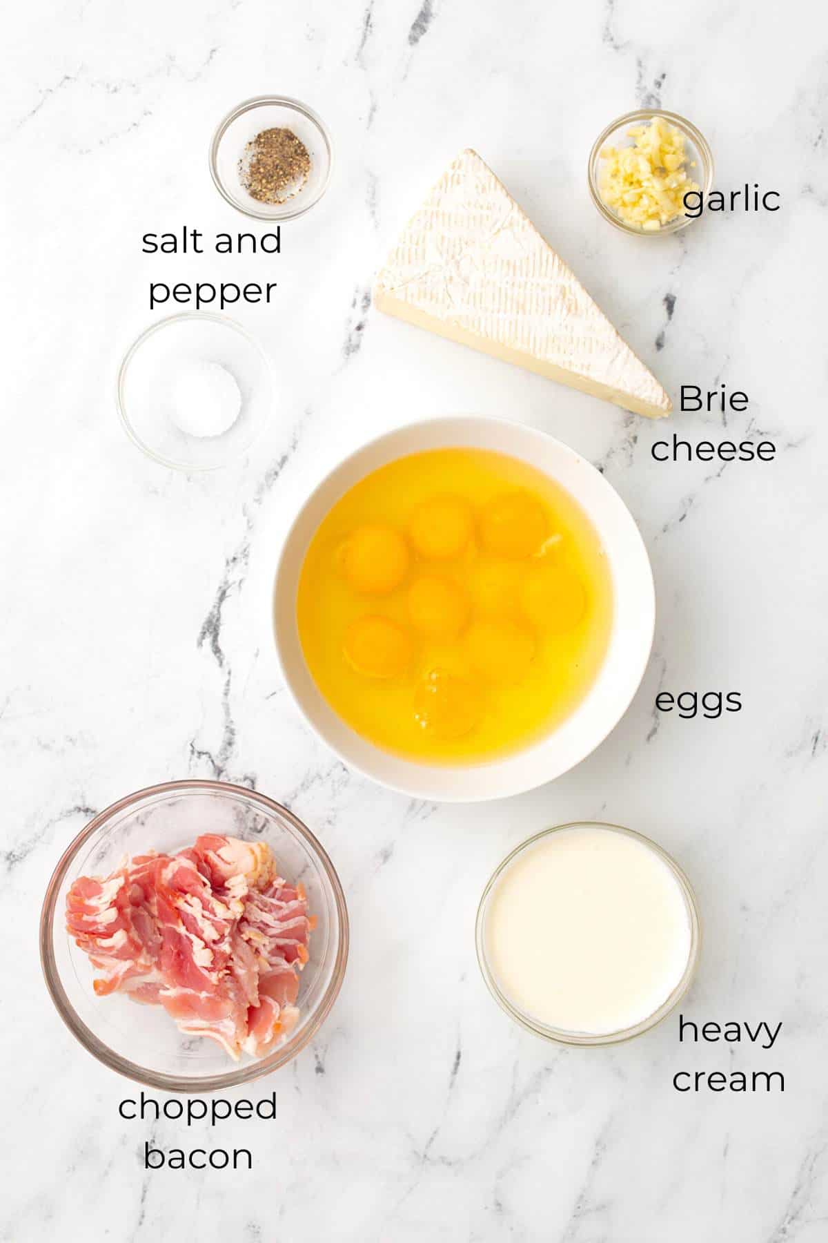 Top down image of ingredients for Keto Frittata.