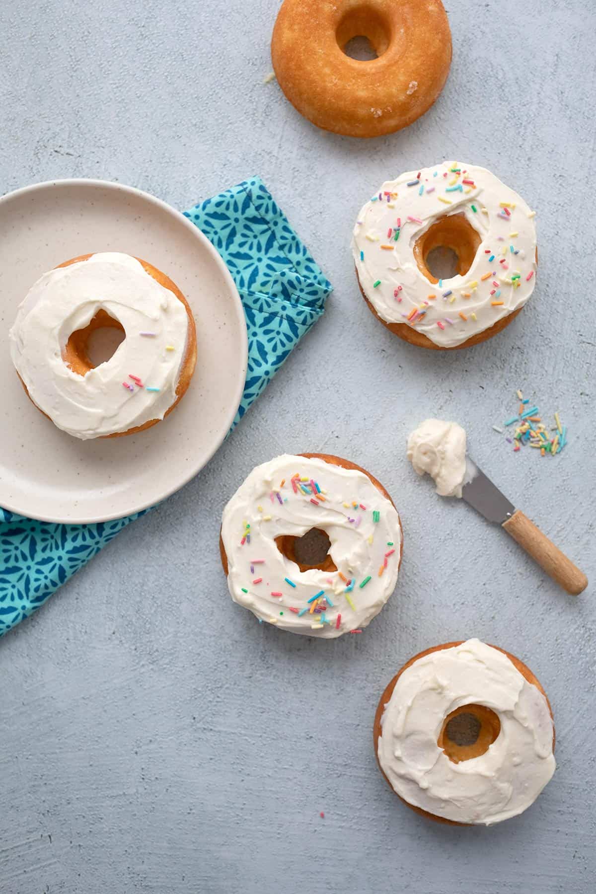 Top down image of low carb protein donuts.