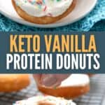 Two photo Pinterest collage for Keto Protein Donuts