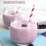 Titled image of keto blueberry smoothies for Pinterest.