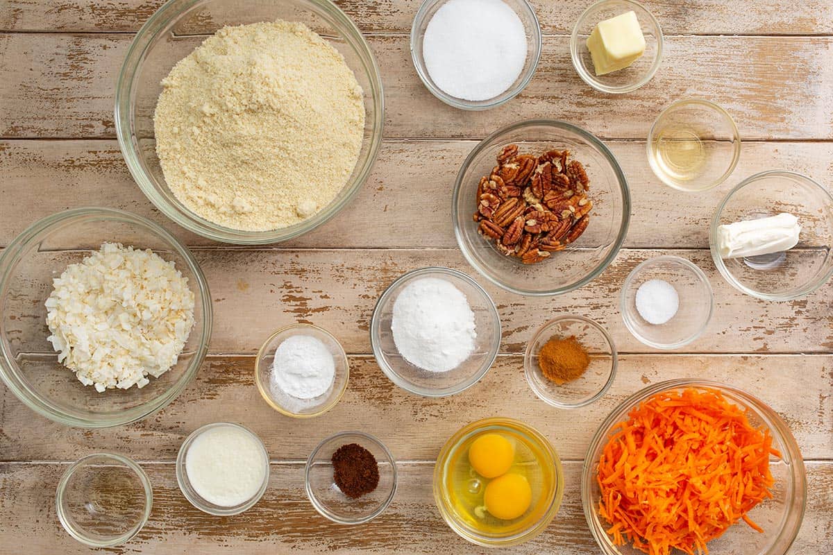 Top down image of the ingredients for Keto Carrot Cake Scones.