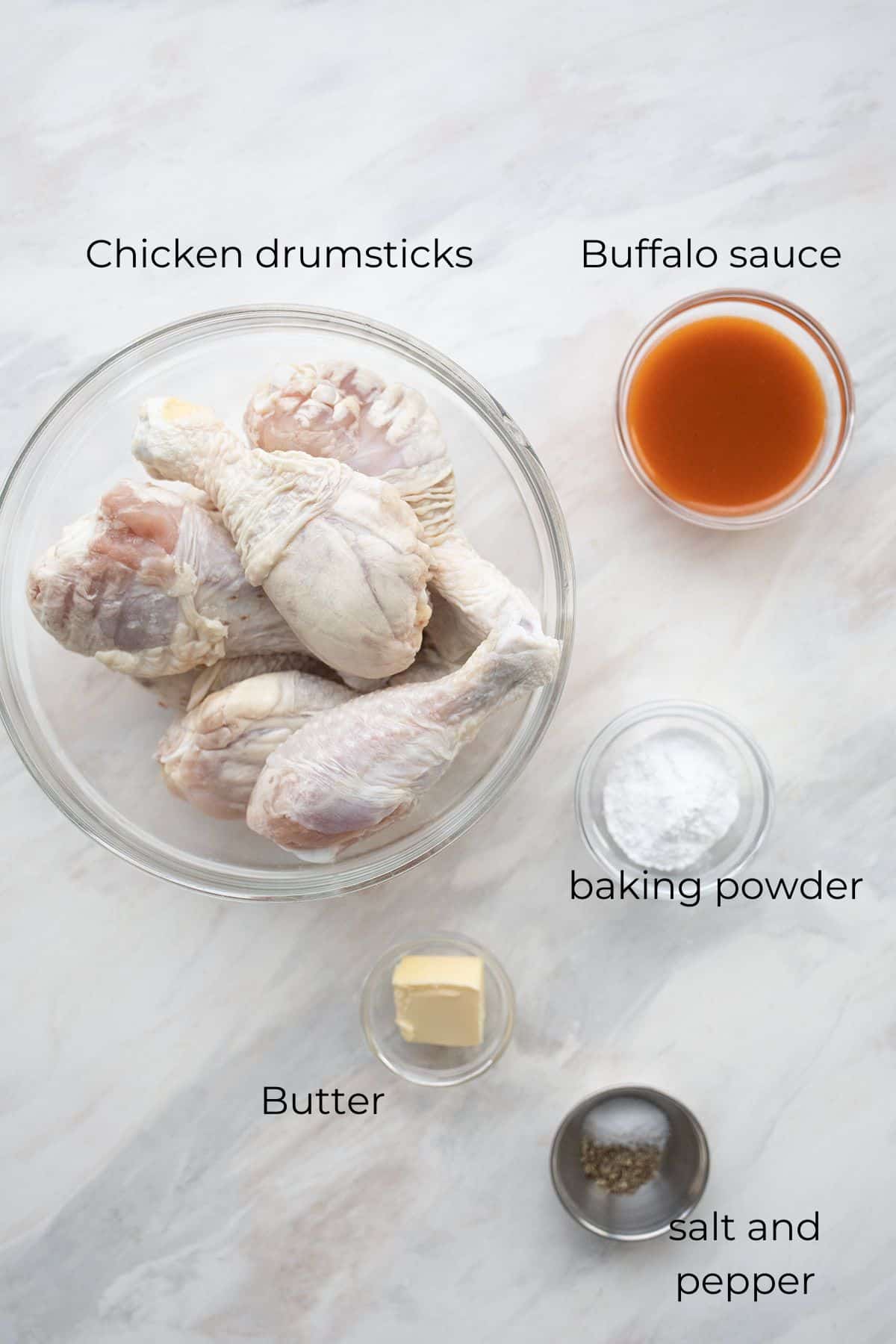 Top down image of ingredients for Keto Buffalo Chicken.