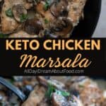 Pinterest collage for Keto Chicken Marsala.