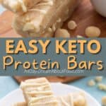 Pinterest collage for easy keto protein bars.