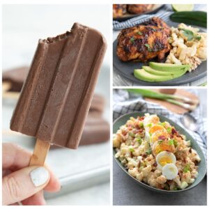 A collage of 3 images with recipes for a healthy 4th of July celebration.