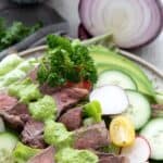Titled Pinterest collage for Keto Chimichurri Steak Salad