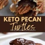 Pinterest collage for keto turtles recipe.