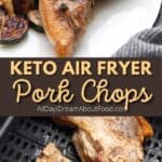 Pinterest collage for Keto Air Fryer Pork Chops.