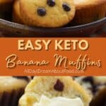 Pinterest collage for keto banana muffins.