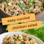 Two photo Pinterest collage for Curried Chicken Salad.