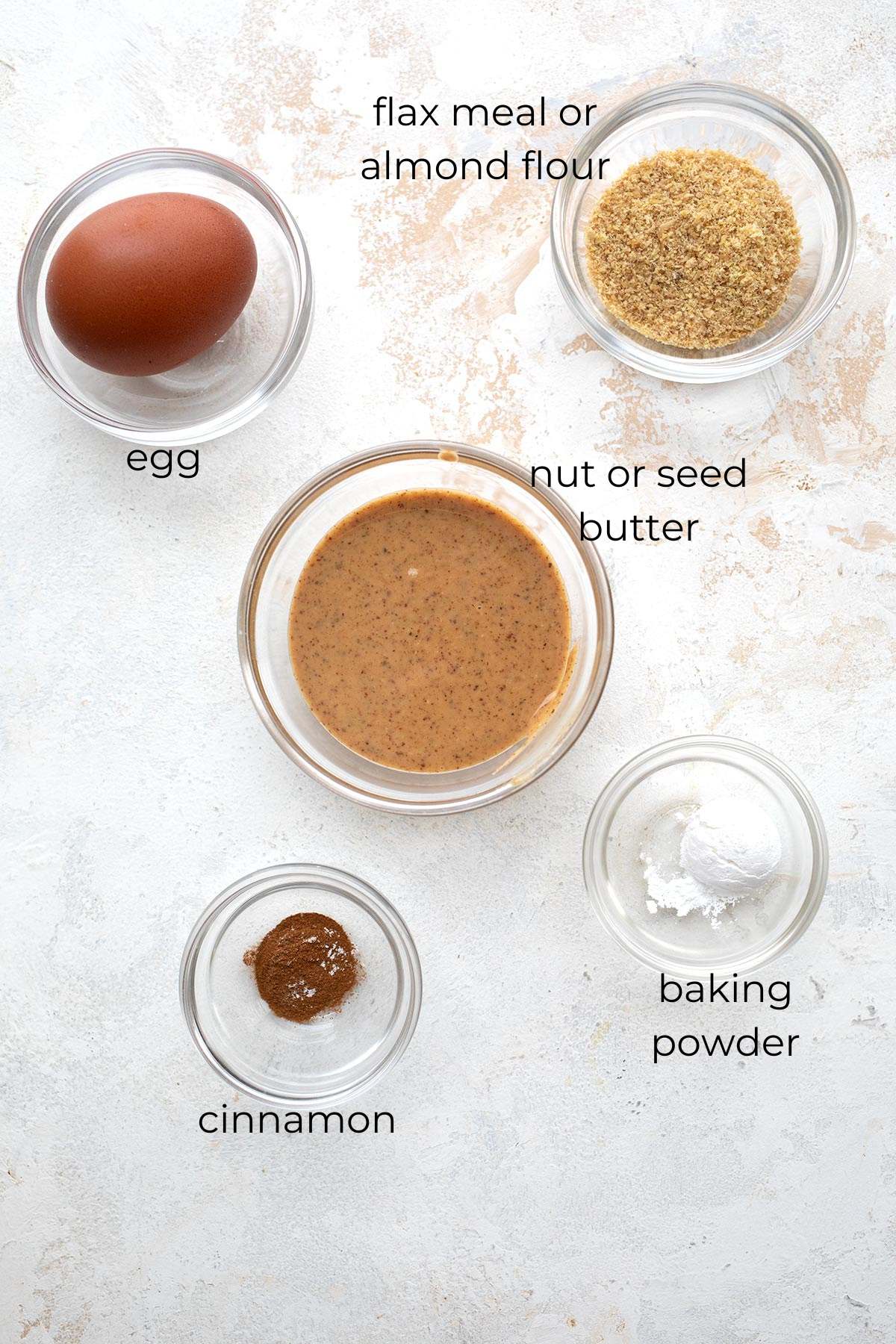 Top down image of ingredients needed for Low Carb English Muffins.