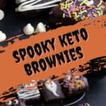 Pinterest collage for Keto Halloween Brownies.