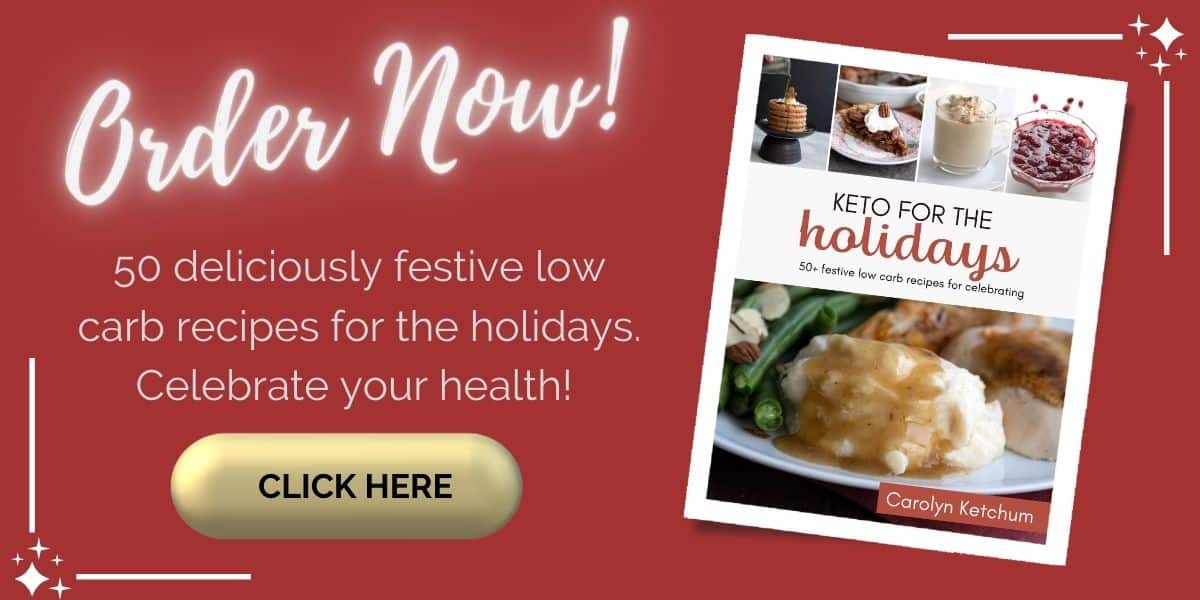 Order now banner for Keto for the Holidays cookbook.
