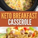 Two photo Pinterest collage for Keto Breakfast Casserole.